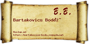 Bartakovics Bodó névjegykártya